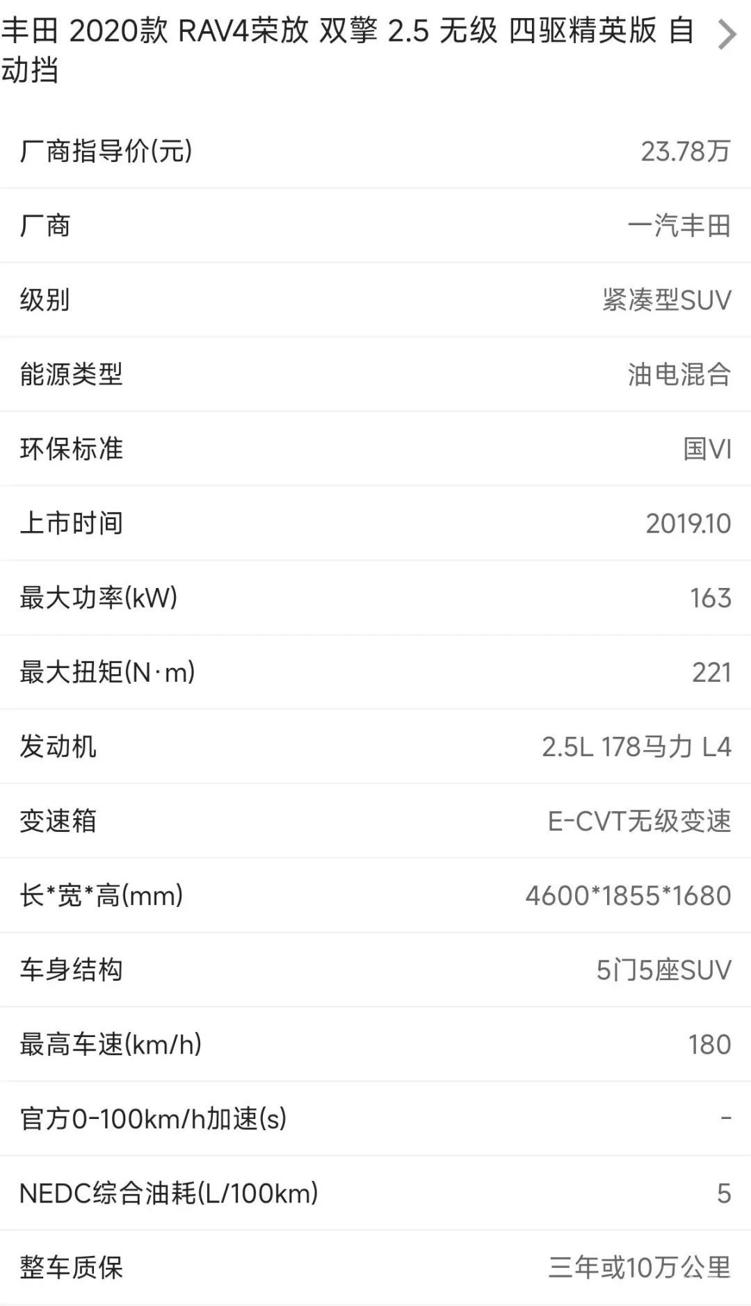 高性价比淘车,2.5L混动+四驱靠谱稳定,油耗低至5L